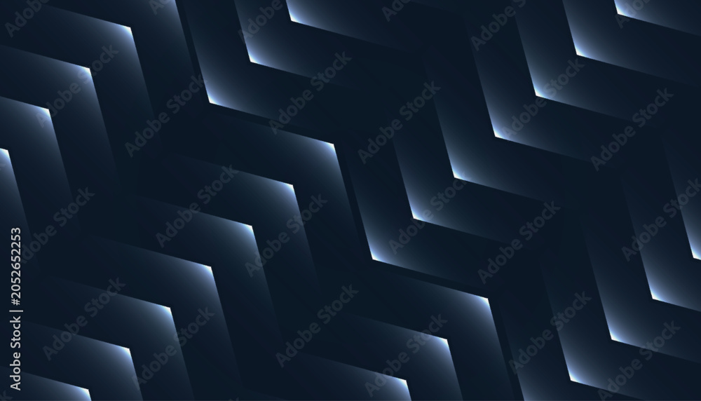 Fototapeta premium Abstract techno background with overlapping neon arrow lines pattern. Futuristic design with glowing line elements. Modern concept with laser light effect. Vector illustration EPS. 2