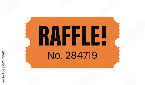 Slika na platnu Orange raffle ticket with numbered entry for a prize draw contest