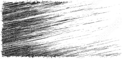 Dark grey diagonal brush strokes with white speckles on a white background creating a textured grunge effect