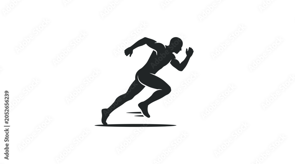 Fototapeta premium Silhouette of a male athlete running fast forward motion.
