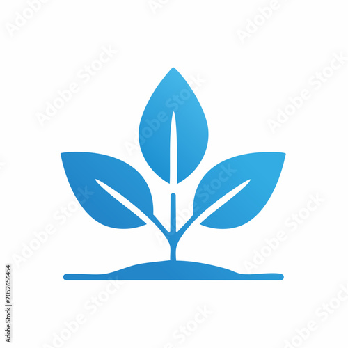 Blue Plant Sprout Icon