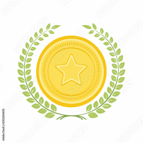 Gold medal with star and laurel wreath