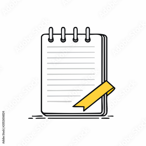 Spiral Notebook with Yellow Bookmark Icon