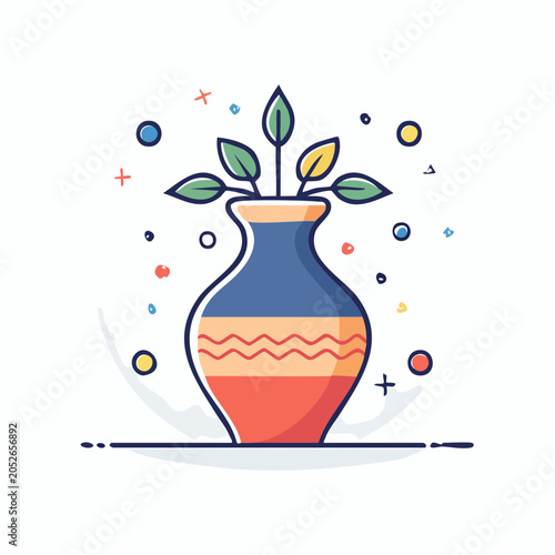 Stylized illustration of a vase with plants