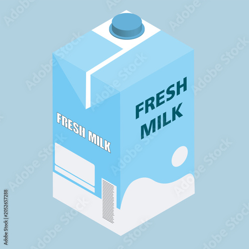 Isometric Fresh Milk Vector Illustration