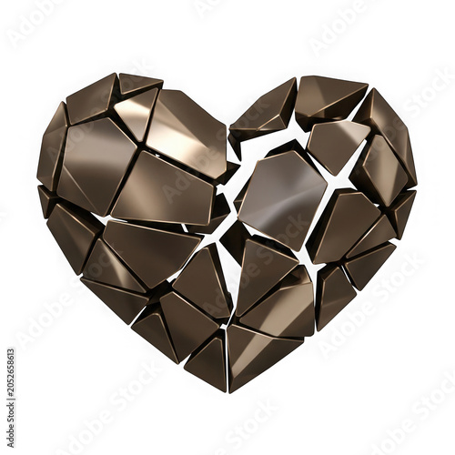 Broken brown heart puzzle pieces
