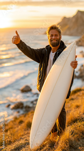 Surfer's Golden Hour: A sun...