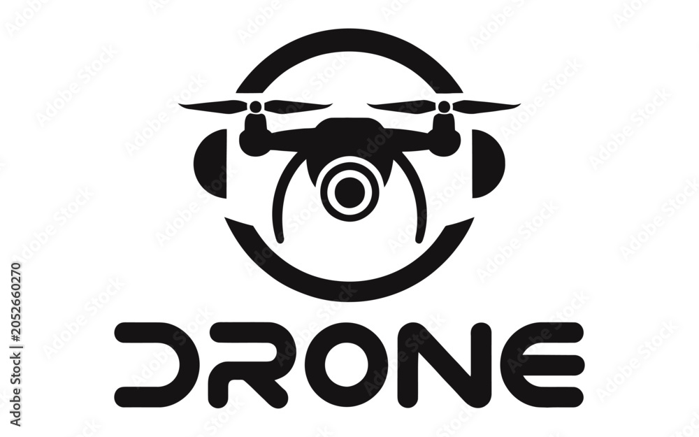 Fototapeta premium Black drone logo on isolated with modern design