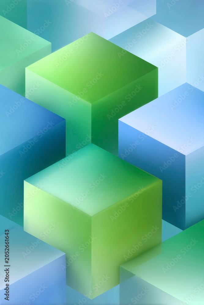 Obraz premium blue and green gradient background with cubes