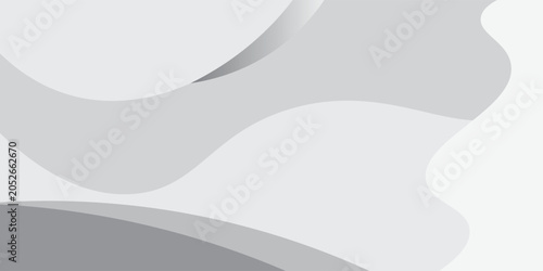 Abstract grey and white background with smooth wavy shapes. Modern minimalist fluid vector illustration for corporate banners