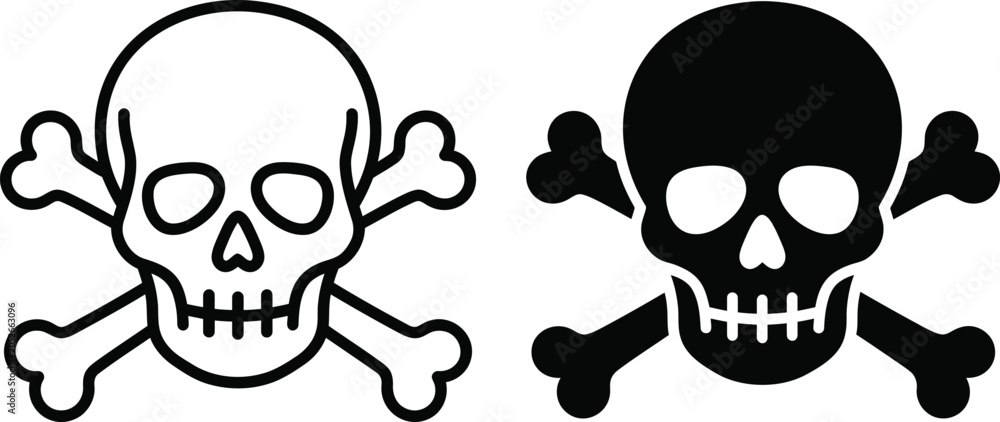 Obraz premium Skull and crossbones icon set, vector illustration of poison sign