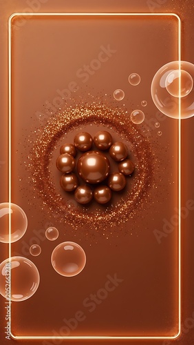 Abstract Brown Circular Design with Bubble Accents.