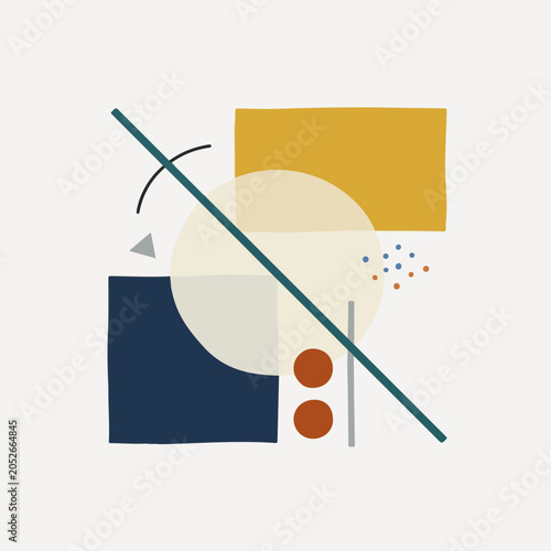 Modern Abstract Geometric Composition A Harmonious Arrangement of Shapes and Lines in a Minimalist Graphic Design, Featuring Balanced Colors for an Artistic and Contemporary Aesthetic