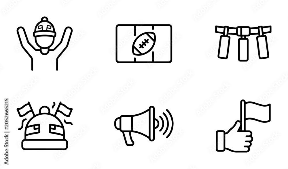 Fototapeta premium American Football Fan Icons: Game Day Celebration & Sports Support Vector Graphics Set