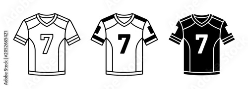 Tableau sur toile American Football Jersey Icons, Number 7 Uniform Set, Sportswear Vector Graphics