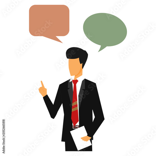 Businessman illustration with bubble chat