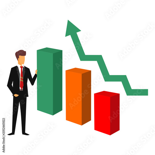 Businessman with graphic chart, presentation