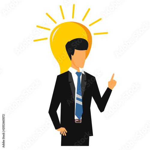 Businessman with light bulb, idea, innovation