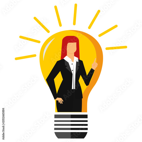 Businesswoman inside light bulb, idea, innovation