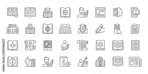Book Literature icons in line design. book, literature, reading, library, education, story, knowledge on white background vector. Book Literature editable stroke icon