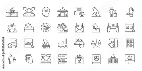 Quadro su tela Election Voting Politics icons in line design