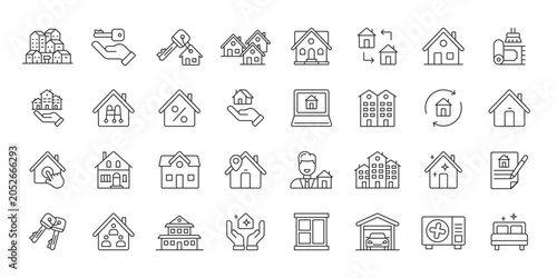 Konstfotografi Shared Housing Rules icons in line design