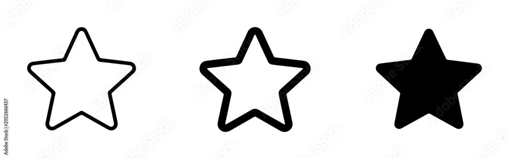 Obraz premium 3 Star Icons outline filled solid for rating and feedback