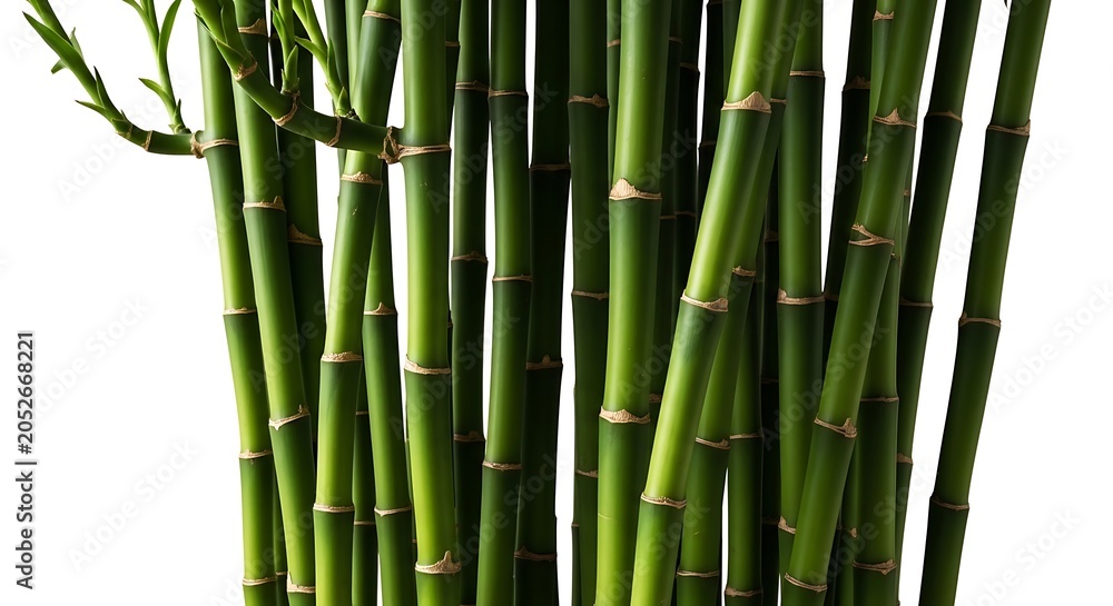 Fototapeta premium Bamboo stalks on white background green.