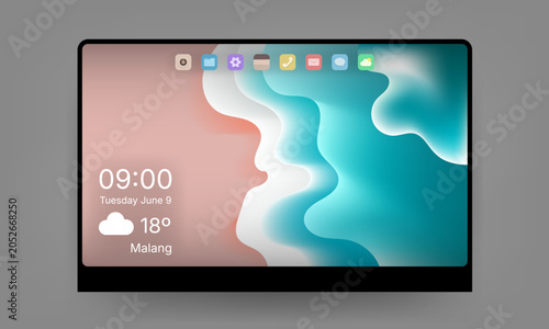 Modern Desktop Dashboard Interface Design With Weather Widget