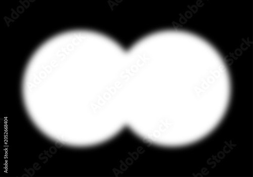 Black binoculars double circle lens long distance zoom view vignette frame overlay blurred shadow effect for focus or highlight design isolated on transparent background. Vector illustration.