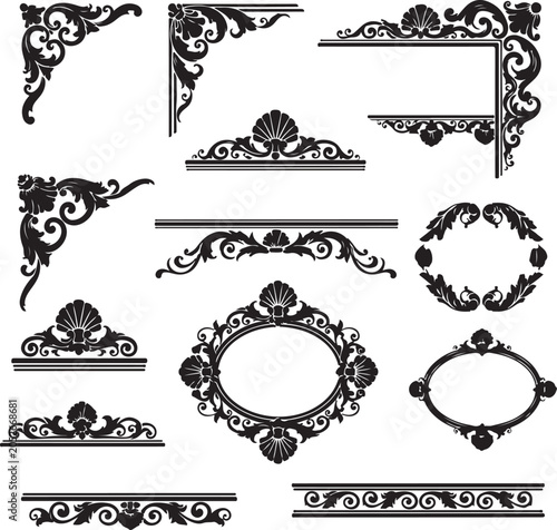 Ornate Decorative Flourishes and Corner Accents