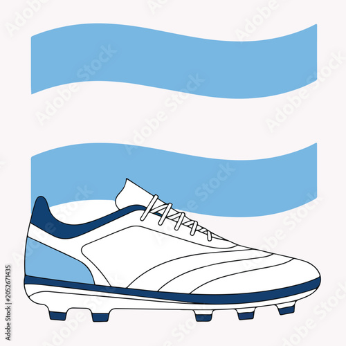 Fotografía Argentina Football Boot In National Team Colors With Waving Flag Inspired Backgr