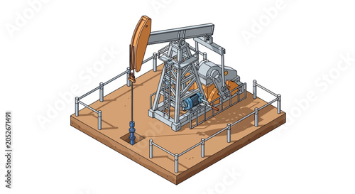 Tableau sur toile Oil Pump Jack Extracting Crude Petroleum from Ground.