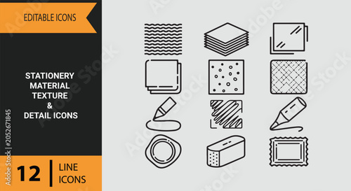 Bilde på lerret Stationery Material Texture Detail Outline Icons for Design Resource Collections