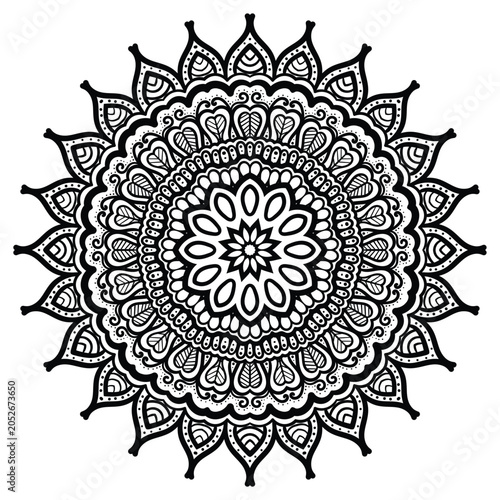 Luxury Geometric Floral Mandala Ornament Black and White Decorative Pattern