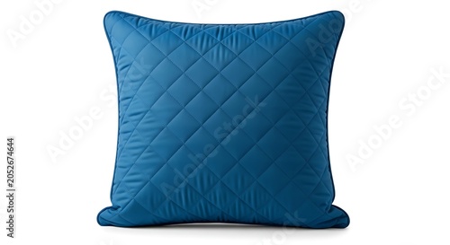 Quilted diamond-patterned throw pillow in deep teal blue