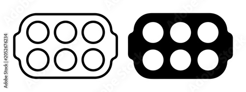 6-cup muffin tin outline and solid icons, baking, for culinary use