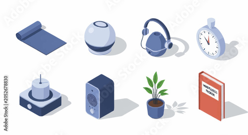 Collection of isometric objects for everyday life and work.