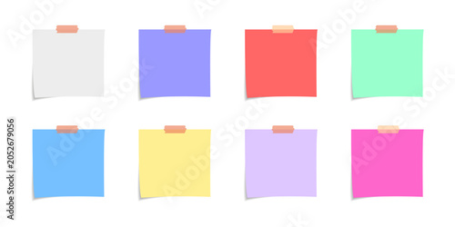 Canvas-taulu Colorful sticky note with duct tape, post it note paper, memo reminder, Blank Office Reminder