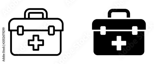 Quadro su tela First Aid Kit Icons: Medical Emergency Bag, Health Care Symbol, Emergency Medica