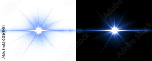 Photography Abstract blue glowing burst with circular halo and dazzling star flare