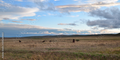 Bild auf Leinwand A menhirs. Siberian scenery. Republic of Khakassia, Russia