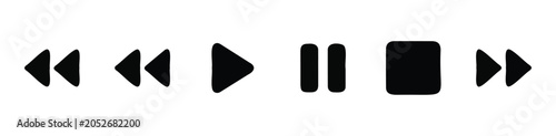 Tableau sur toile Basic media player icons play pause stop rewind fast forward skip backward skip forward
