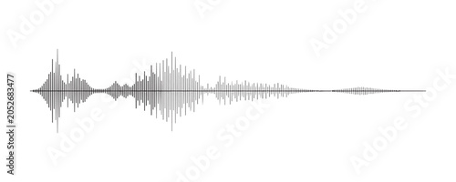 Detailed audio wave form graphic isolated on a transparent background for sound frequency analysis.
