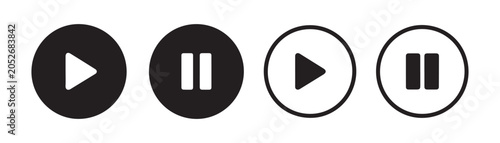 Quadro su tela Digital media player control icons including circular play and pause buttons for interface design