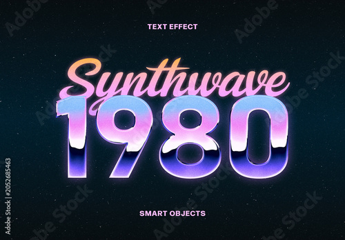 Synthwave 1980 Text Effect – Chrome Typography for Logo, Poster & Branding (PSD)