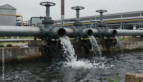 Industrial Pipe Discharging Polluted Water: Environment Problems