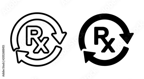 Quadro su tela RX Symbol Recycling Arrows Vector Icons, Medical Prescription Cycle, Healthcare