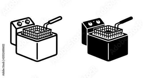 Foto Deep Fryer Icons, Commercial Kitchen Appliance Vector Graphics, Restaurant Equip