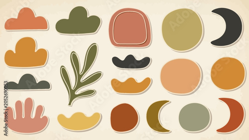 Boho Abstract Shapes Collection: Clouds, Moons, Circles, Organic Forms
